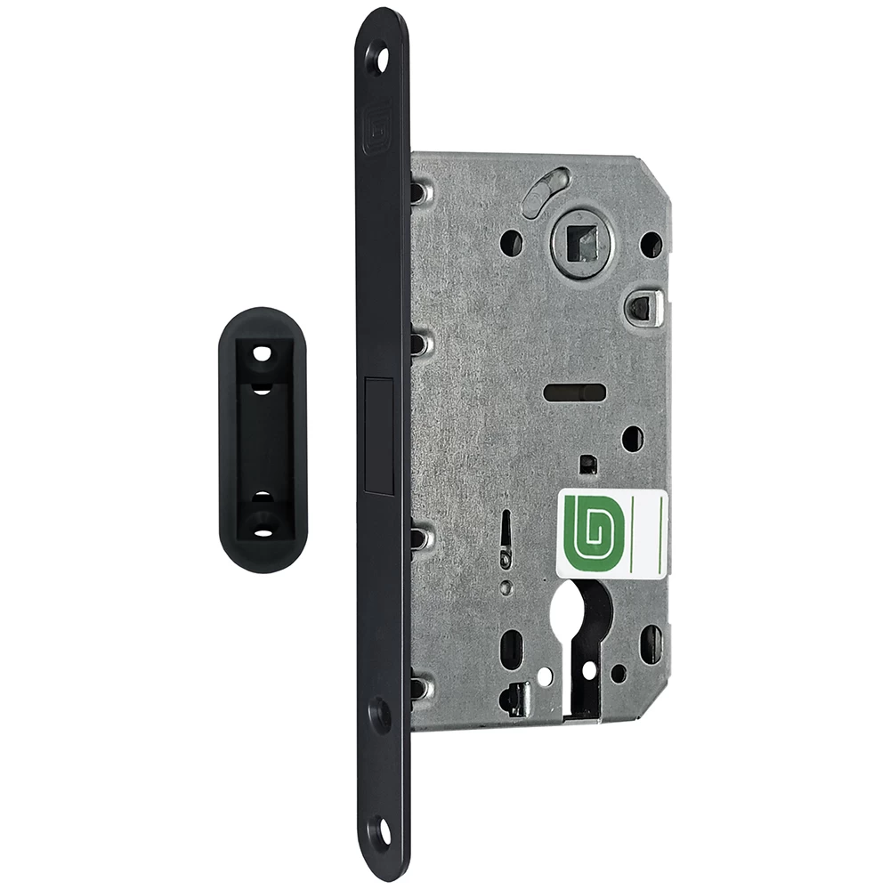 Фото Замок межкомнатный магнитный под цилиндр Soft 11М BL, черный матовый /128:5968/