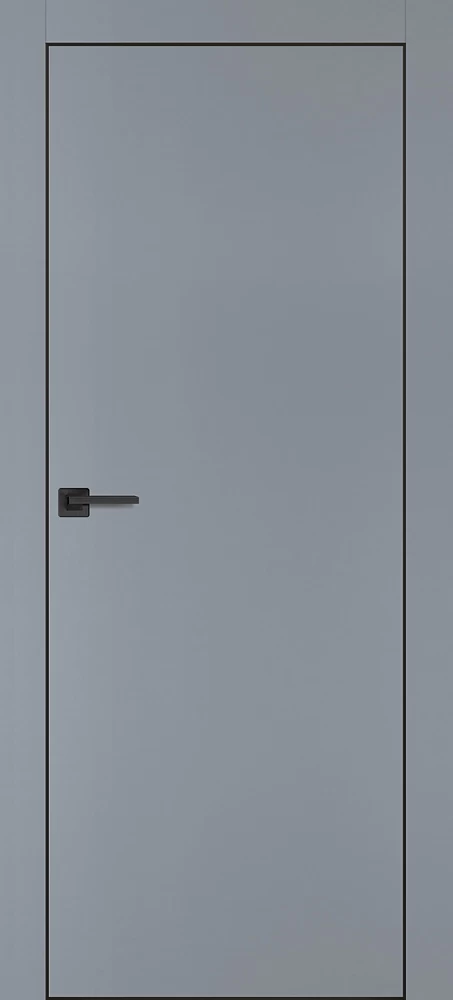 Фото Межкомнатная дверь PX-1 черная кромка с 4-х ст. Серый матовый