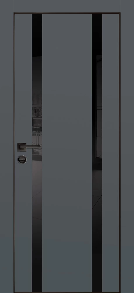 Фото Межкомнатная дверь PX-9  черная кромка с 4-х ст. Графит матовый