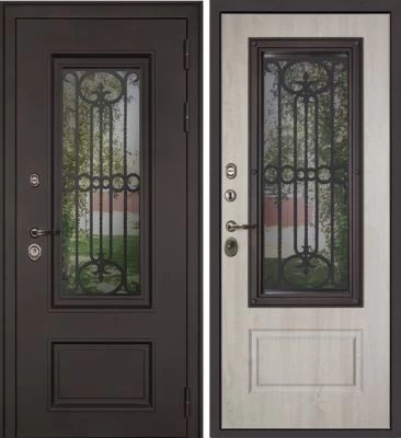 Дверь Аляска с Окном и Лазерной Резкой Терморазрыв