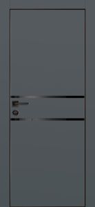 Межкомнатная дверь PX-18 черная кромка с 4-х ст. Графит матовый